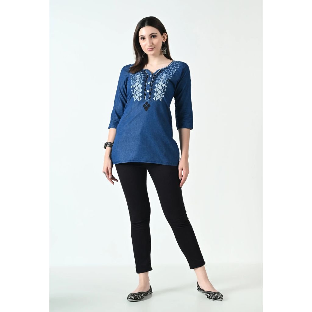 Denim Blue short kurti for Women