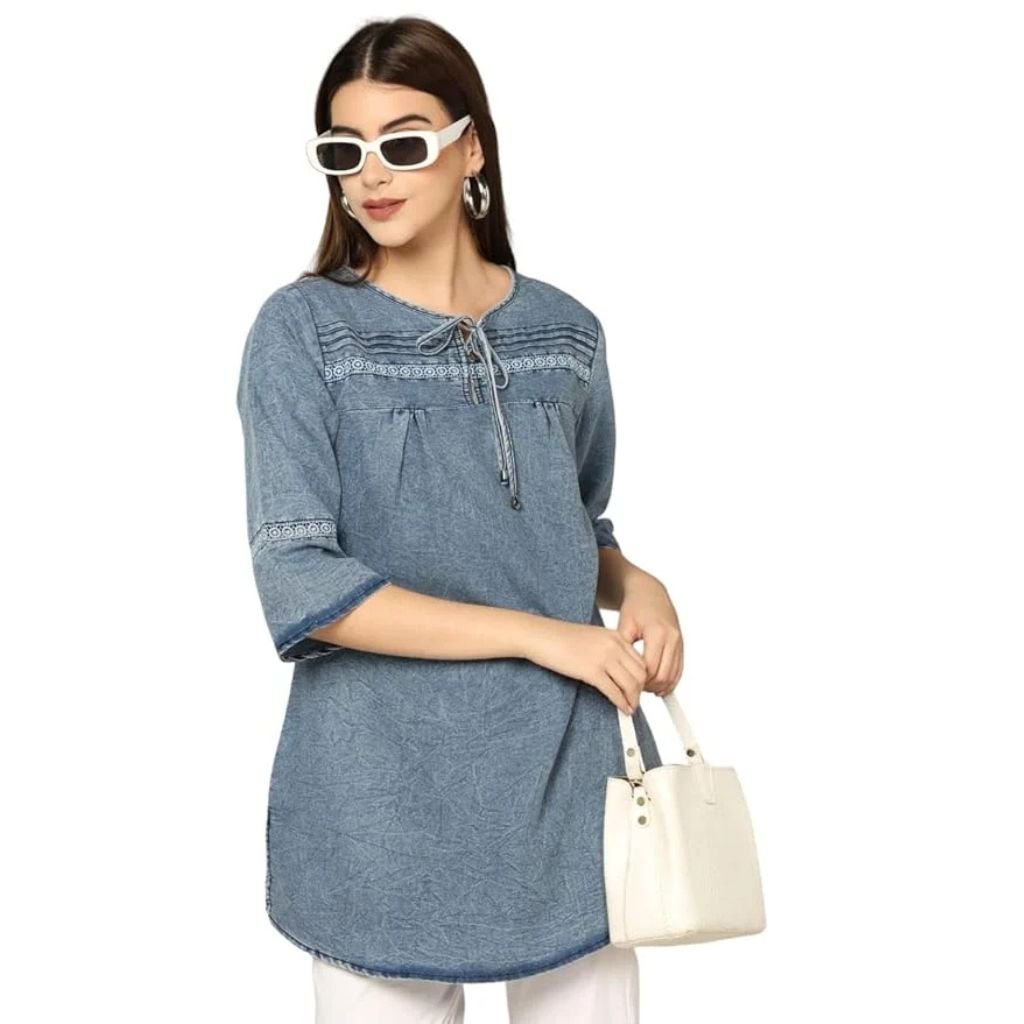 Light Blue Denim Kurti for Women