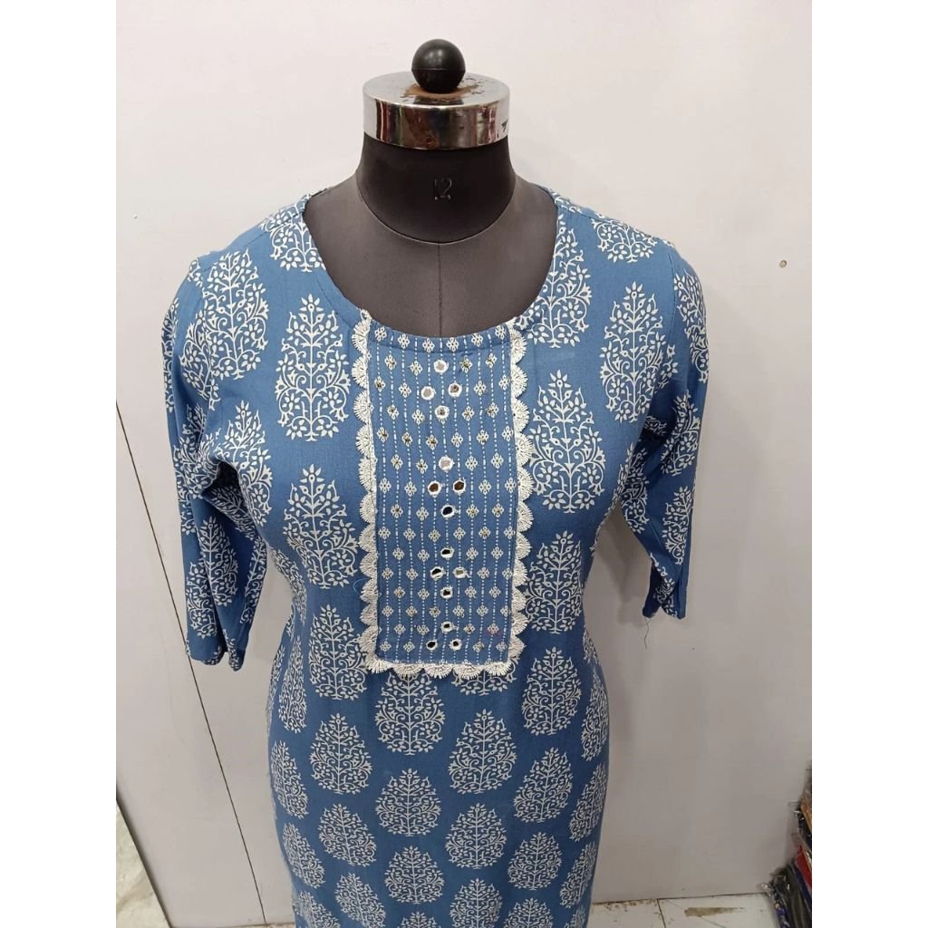 Women Rayon Kurti Work on Neck