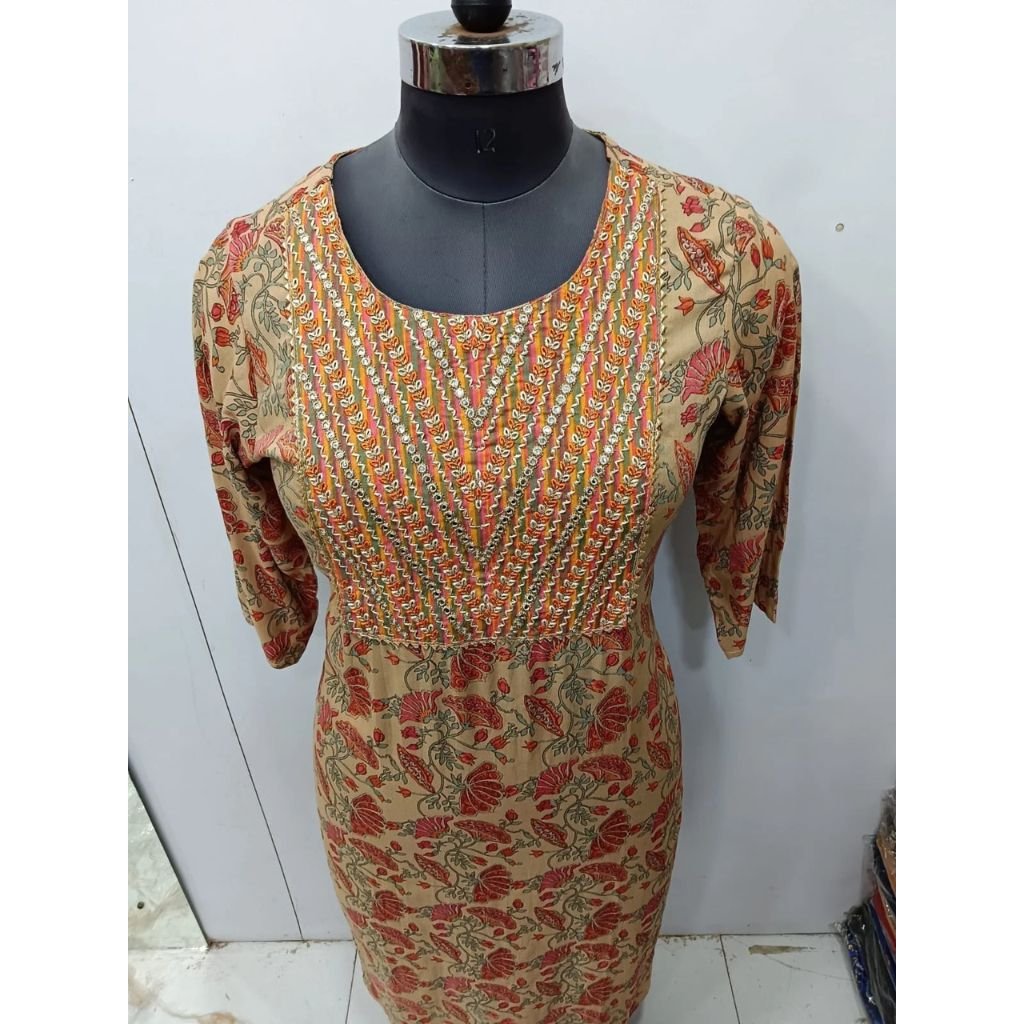 Women Rayon Kurti Work on Neck