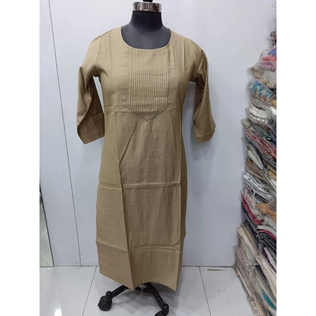 Cotton Straight Round Neck Kurti For Women