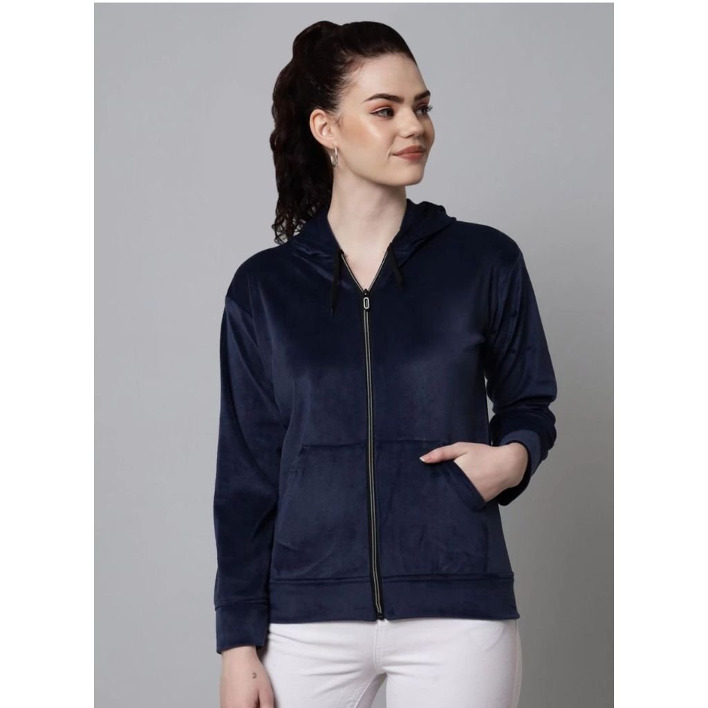 Velvet Women Jacket Hoodies (Blue)