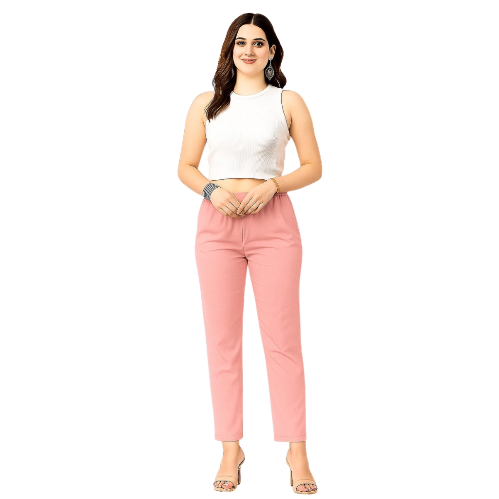 Women’s Peach Velvet Pant | Soft Winter High-Waist Straight Fit Trousers | Elegant Warm Velvet Bottom Wear