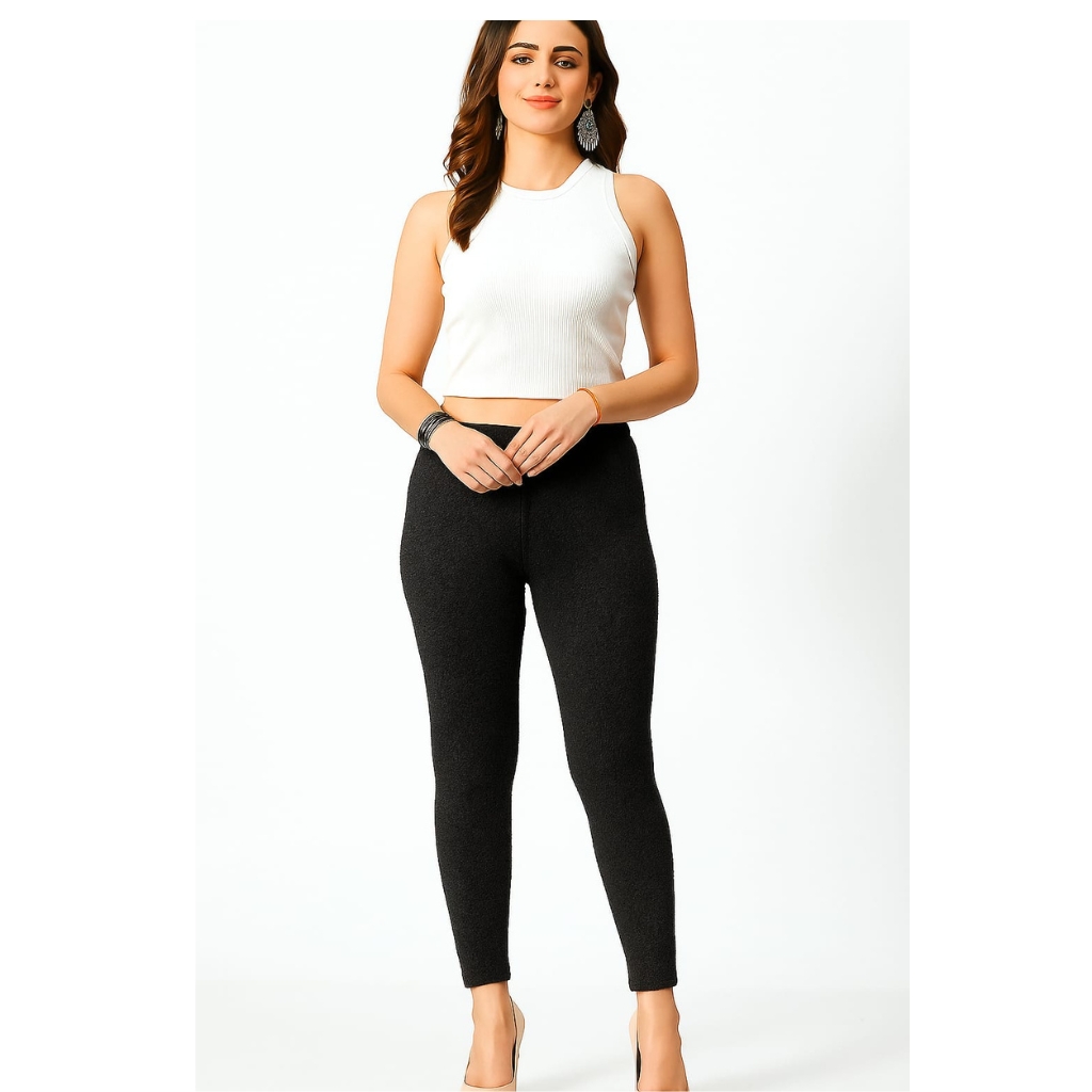 Women’s Premium Woolen Stretch Leggings | High-Waist Winter Warm Pants for Daily Wear