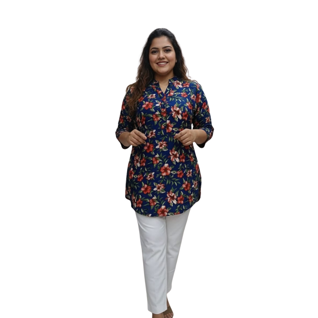 Women’s Floral Printed Rayon Kurti | Straight Fit Comfortable Daily & Office Wear Kurta