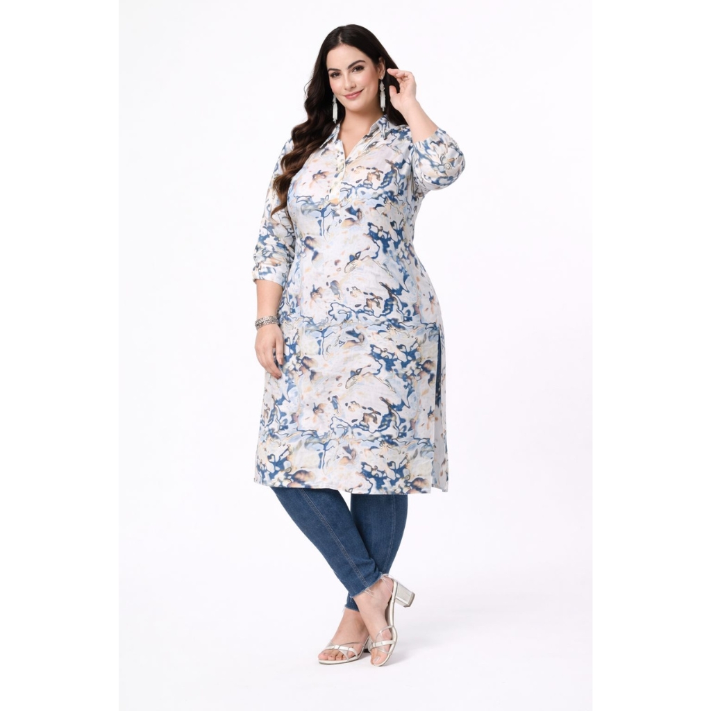 Women’s Abstract Printed Rayon Kurti | Straight Fit Elegant Casual & Office Wear Kurta