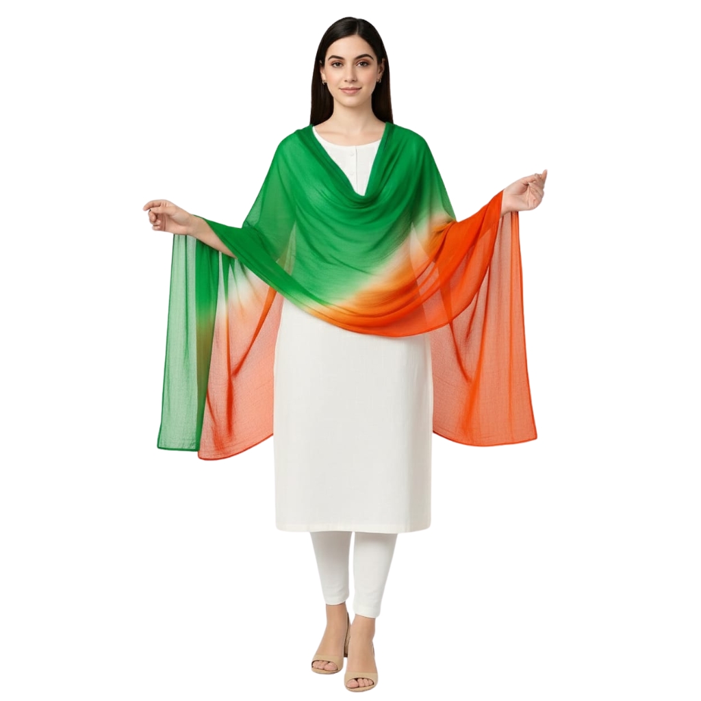 Women’s Chiffon Dupatta with Elegant Ombre Tricolor Shade | Lightweight Soft Flowing Ethnic Dupatta