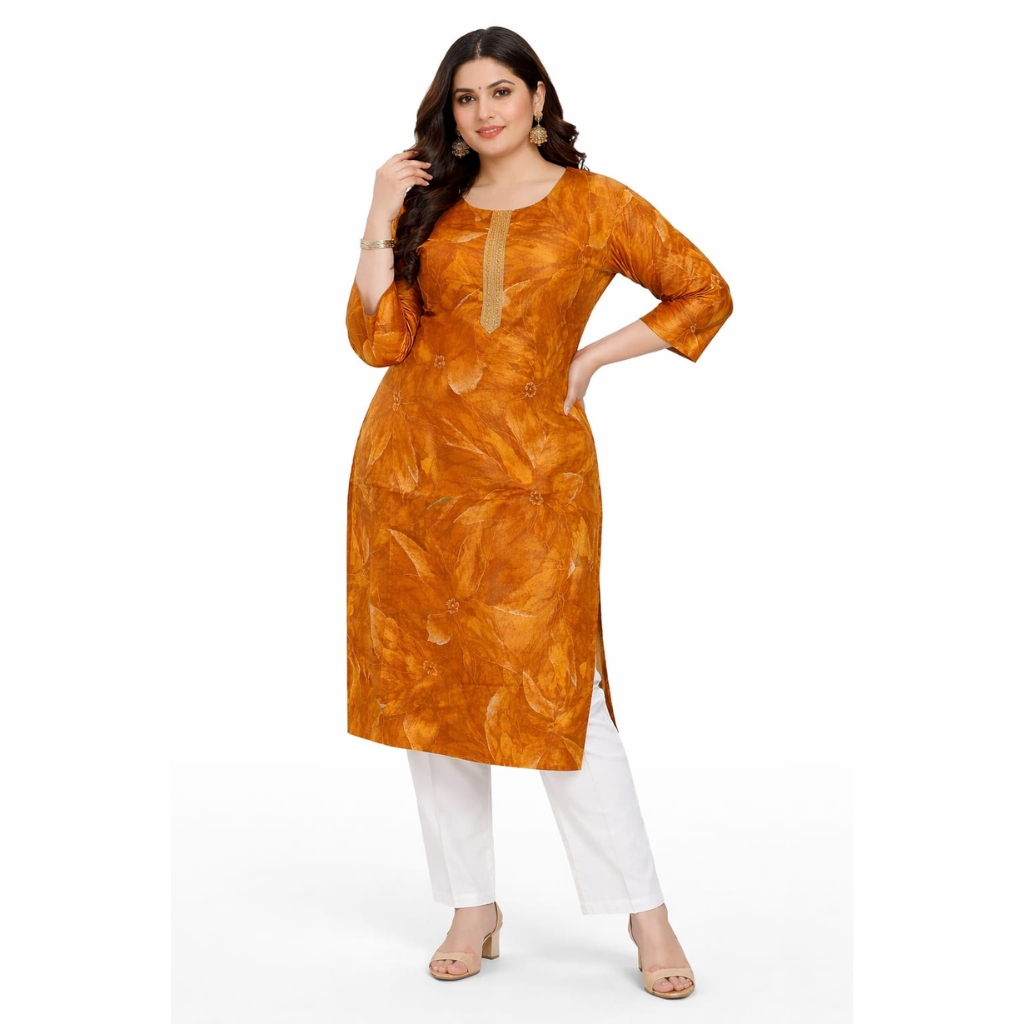 Women Rayon Printed Kurti | Floral Design Straight Fit Kurta | Stylish Daily Wear & Festive Kurti for Women