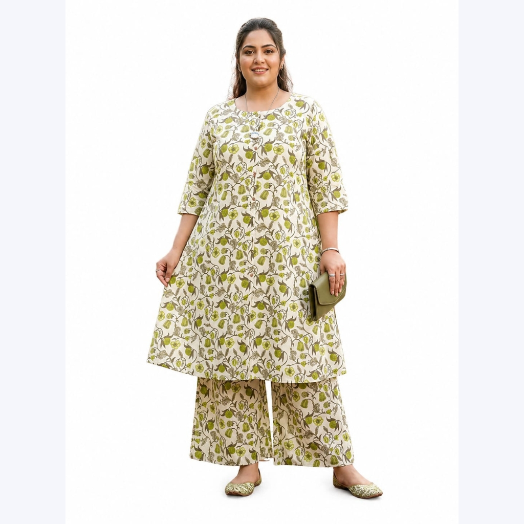 Women Printed Rayon Kurta Palazzo Set | Floral Ethnic Co-Ord Set for Women